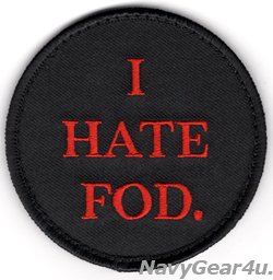 画像1: "I HATE FOD."(FODが憎らしい） ショルダーパッチ（ベルクロ有無）