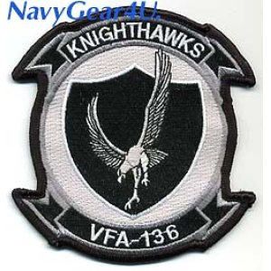 画像: VFA-136 KNIGHTHAWKS 部隊パッチ（グレイ）